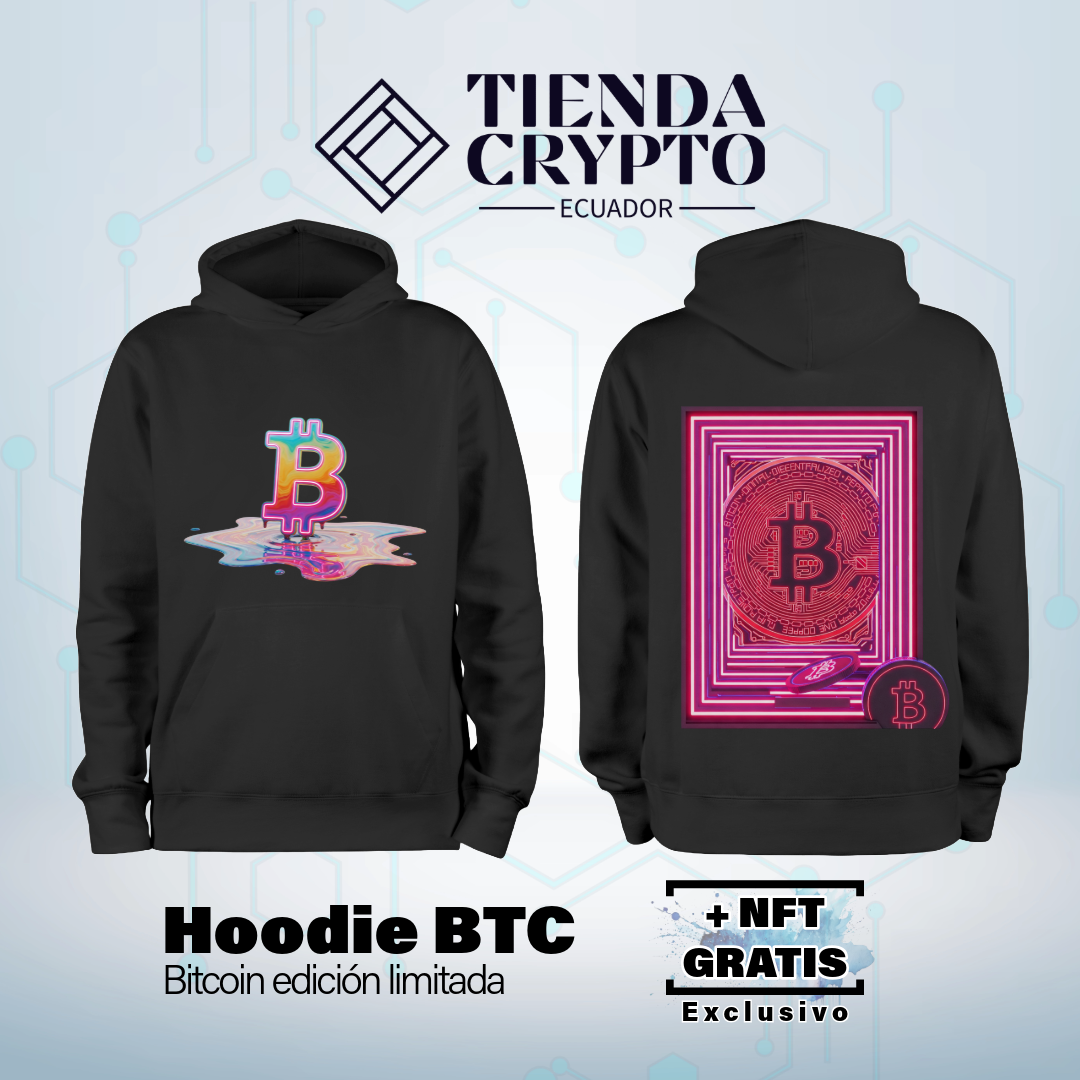 Hoodie BTC "Matriz Neón: El Código Iluminado"